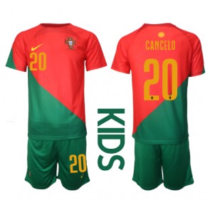 Portugal Joao Cancelo #20 Hemmaställ Barn VM 2022 Kortärmad (+ Korta byxor)